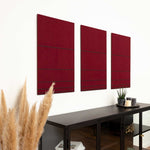 Hochwertiges 3D Wandbild in der Farbe rot und schwarz aus Filz und Holz, hängend im Wohnzimmer